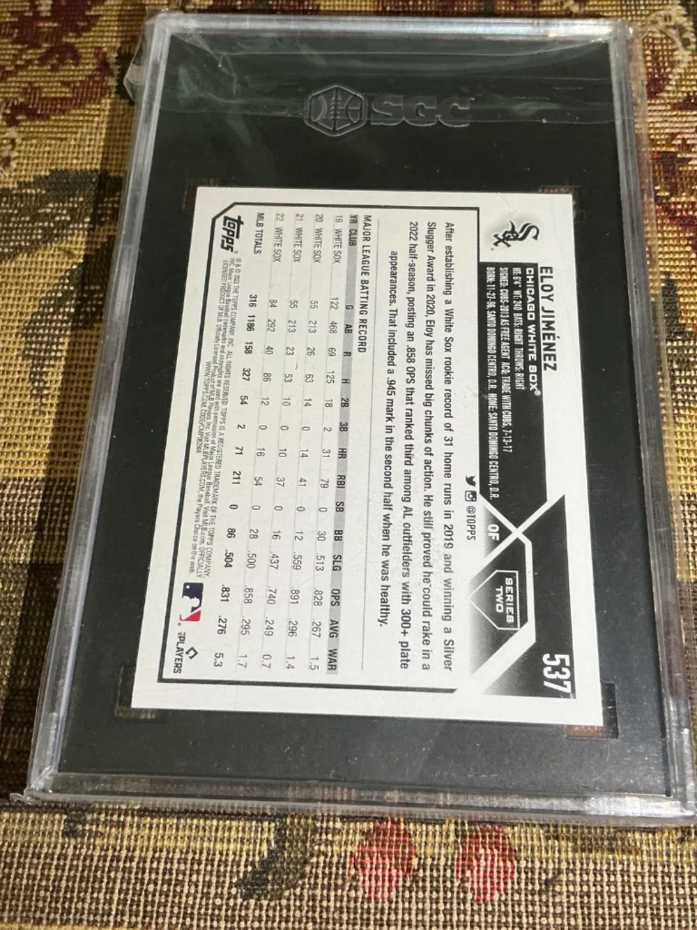 #537 Eloy Jimenez 2023 Topps MLB graded rookie card SGC 10